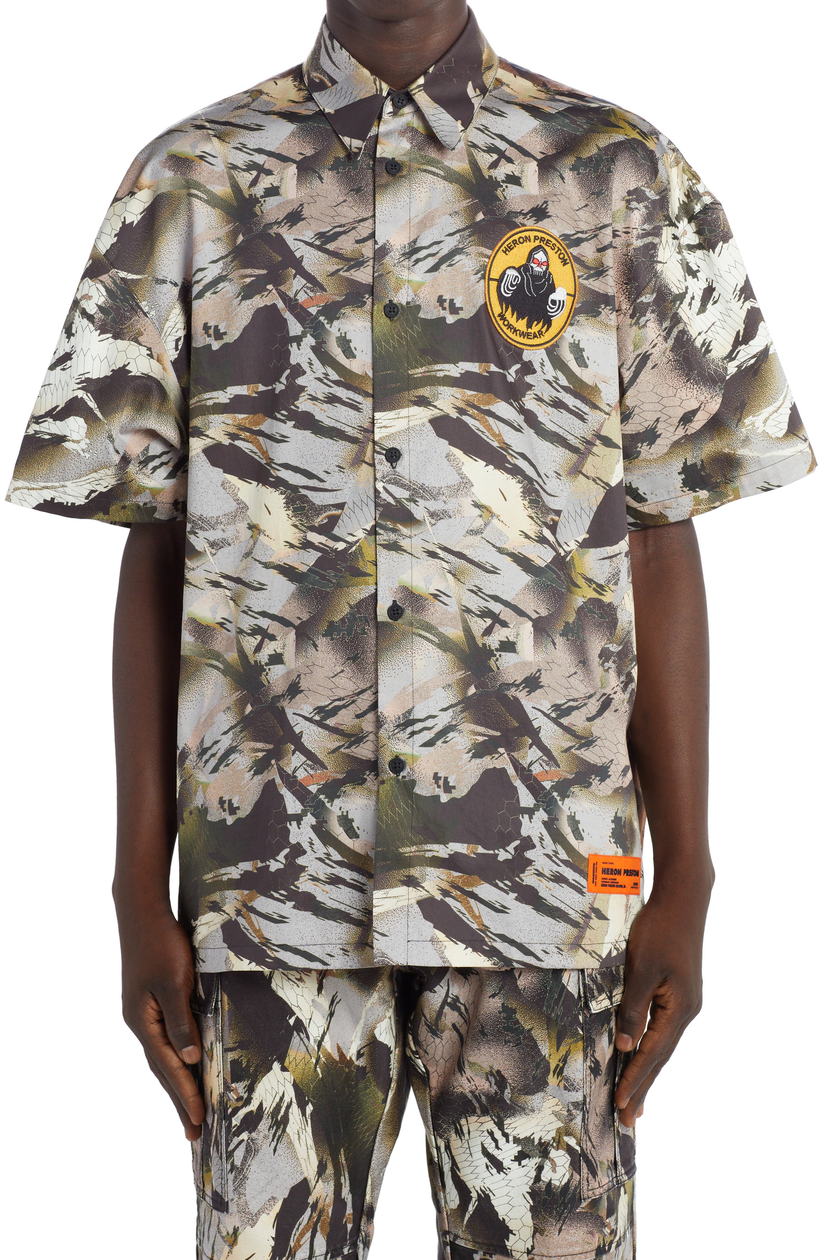 Heron Preston Camo Short Sleeve Cotton 