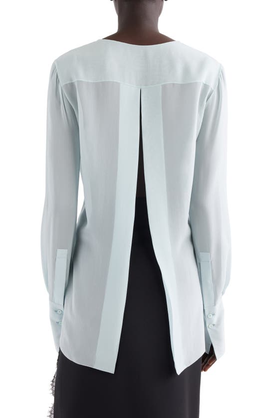 Shop Givenchy Sheer Plunge Neck Long Sleeve Top In Frost