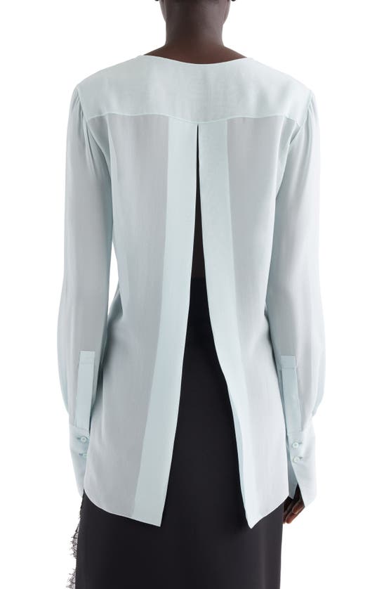 Givenchy Transparent Open-back Silk Blouse In Frost