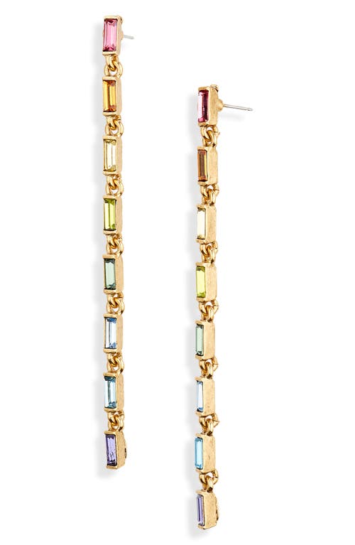 Oscar de la Renta Baguette Crystal Linear Drop Earrings in Rainbow at Nordstrom