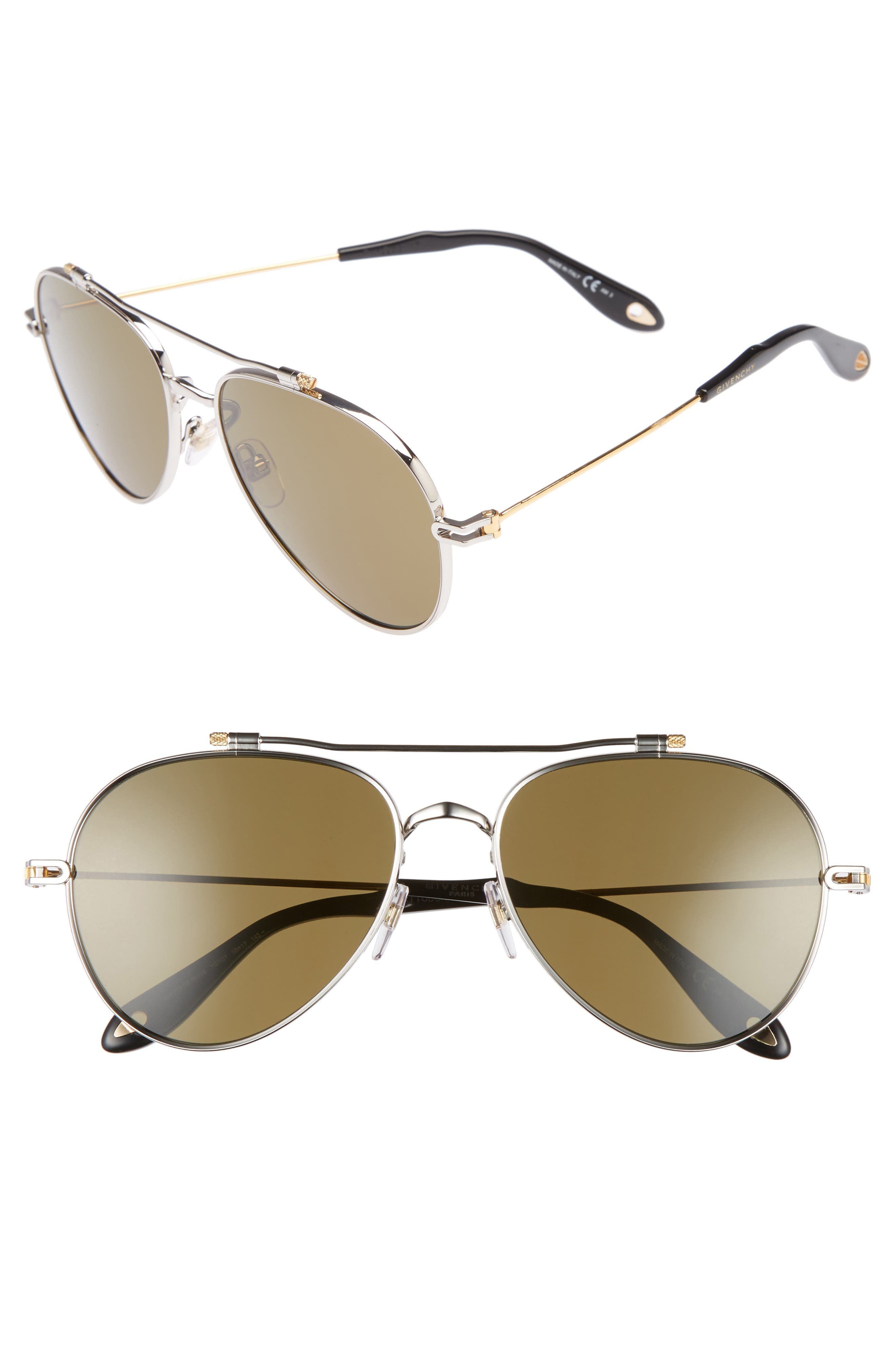 Givenchy 58mm Polarized Aviator Sunglasses Nordstrom
