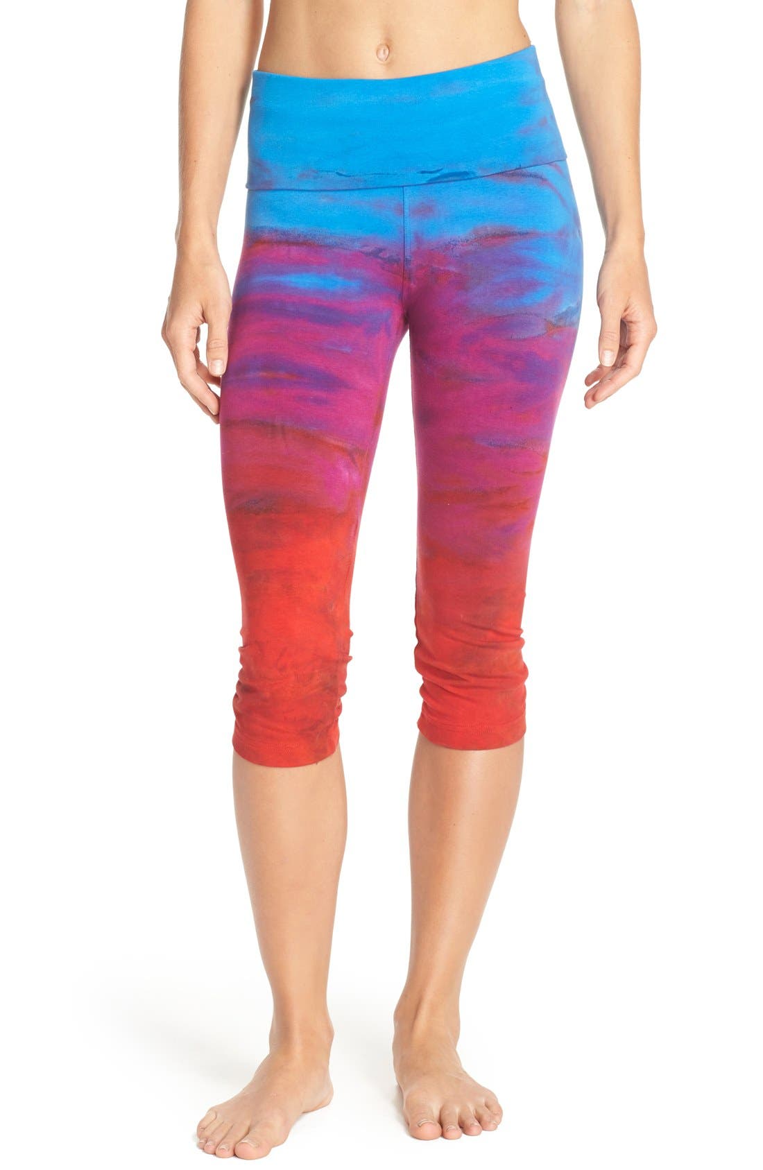 Hard Tail Shirred Back Tie Dye Capris Nordstrom