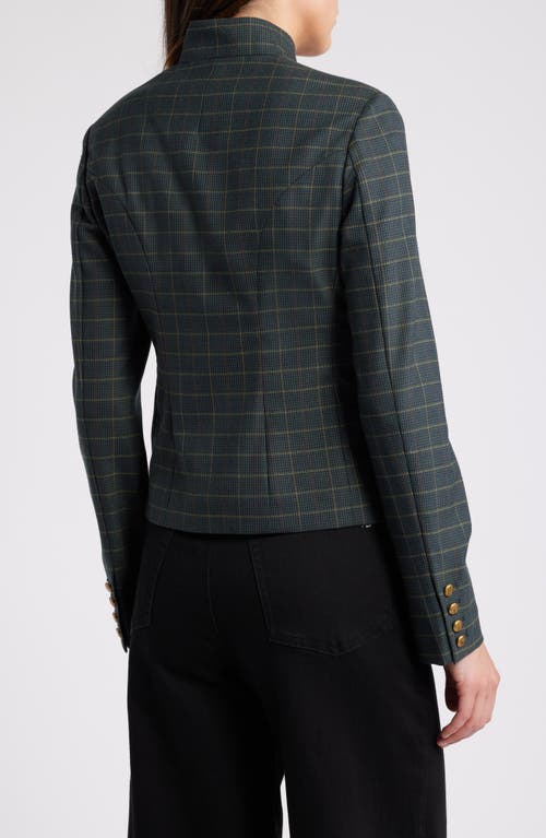 Shop Rag & Bone Slade Plaid Crop Wool Blend Blazer In Green Multi Plaid