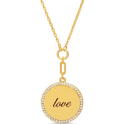 Lesa Michele Love Pave Disc Pendant Necklace