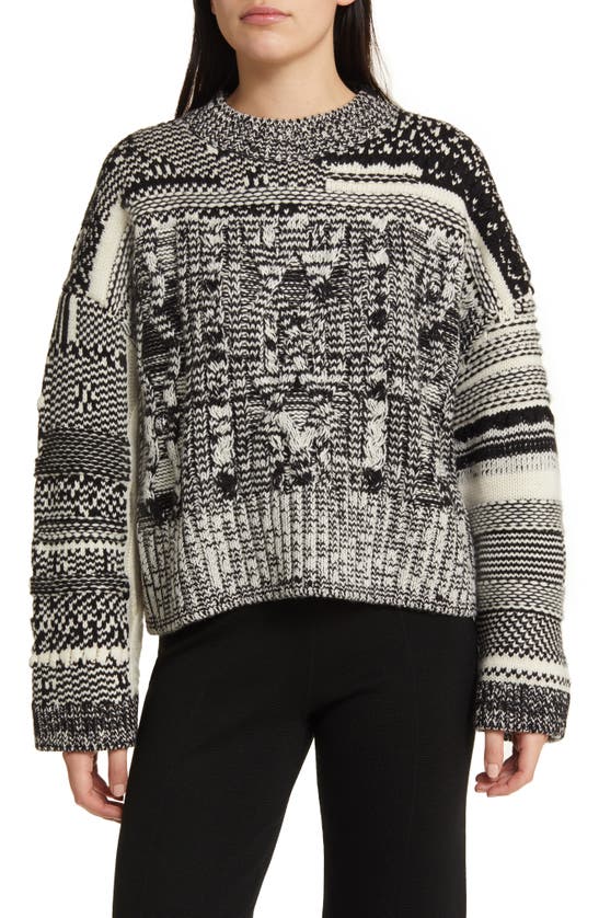 Cos Marled Fair Isle Wool & Cashmere Sweater In Black