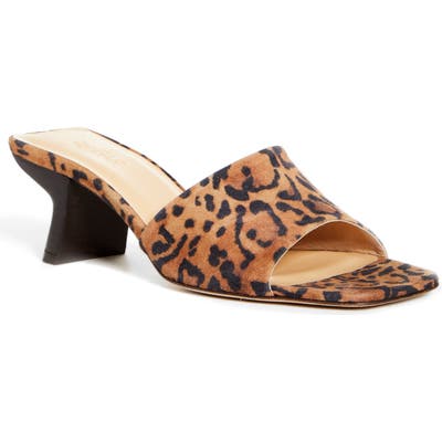 By Far Lily Leopard Print Slide Sandal, Brown