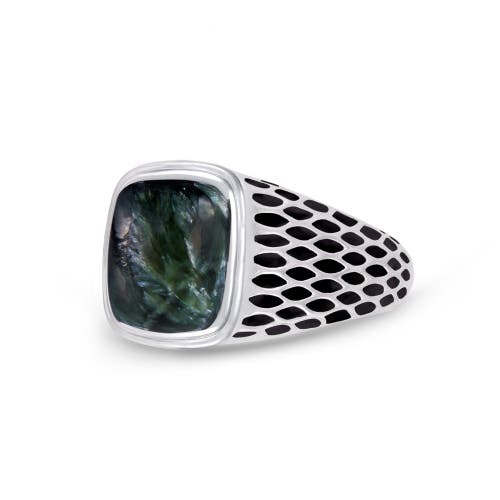 Luvmyjewelry Seraphinite Sterling Silver Men Signet Ring In Green