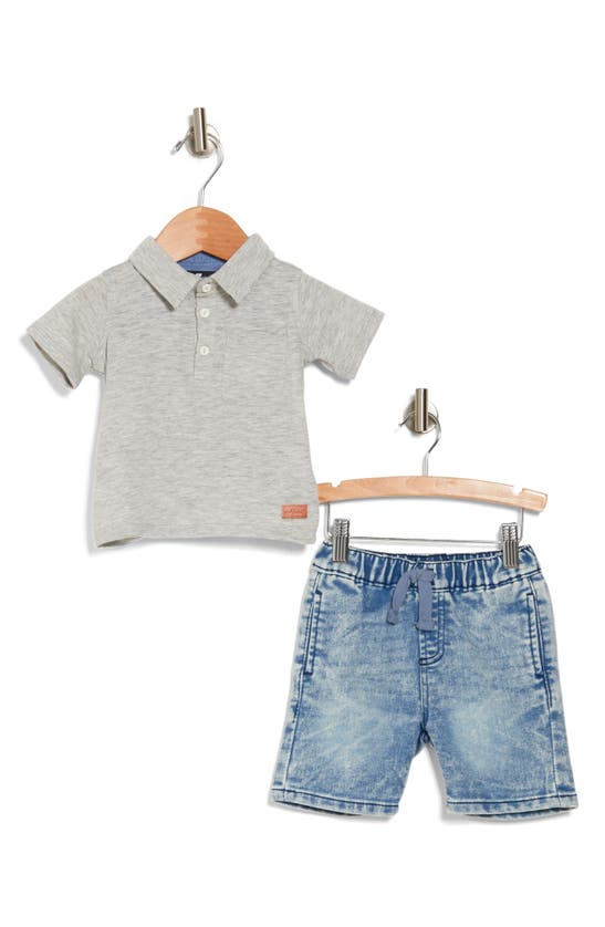 Shop 7 For All Mankind Polo & Shorts Set In Heather Grey
