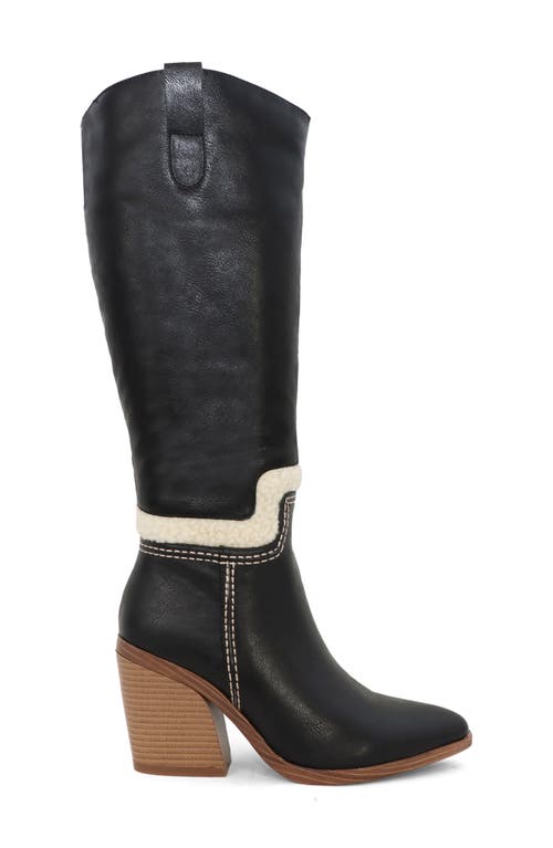 Yoki Rebbah Faux Shearling Trim Boot In Black