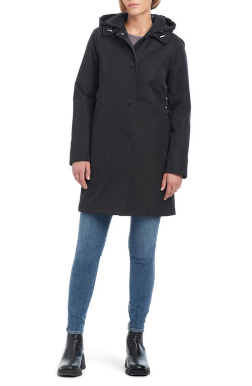 Kate Spade New York Water Resistant Raincoat With Removable Hood In Black