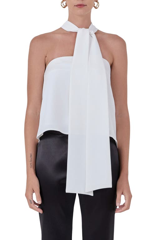 Endless Rose Front Tie Strapless Top in White at Nordstrom, Size Small