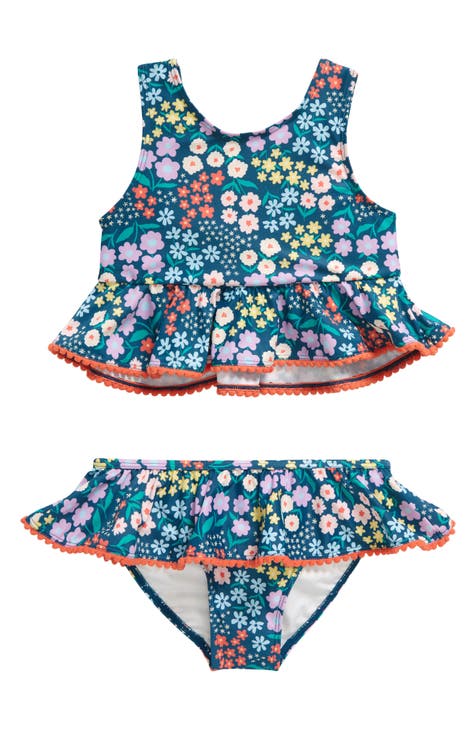 Andi Reversible Swim Shorts, Blue Floral Plus Size Swimwear