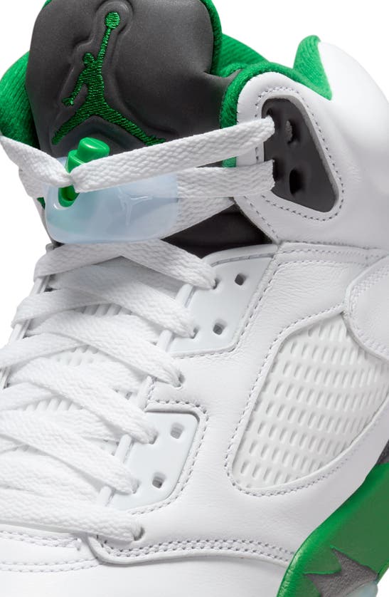 Shop Jordan Air  5 Retro Low Bluebird Sneaker In White/ Green/ Black/ Ice Blue
