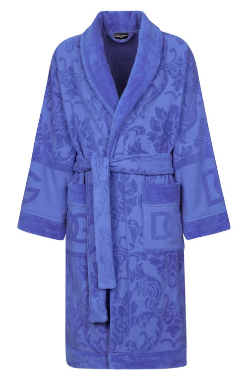 Dolce & Gabbana Dolce&gabbana Logo Jacquard Cotton Terry Robe In Blue