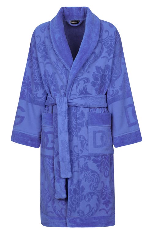 Shop Dolce & Gabbana Dolce&gabbana Logo Jacquard Cotton Terry Robe In Blue