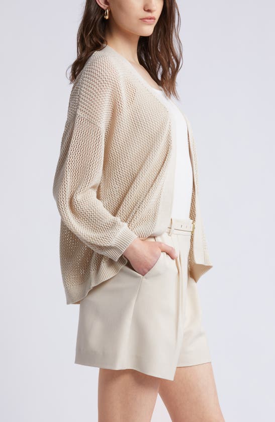 Shop Nordstrom Open Stitch Open Front Cotton Cardigan In Beige Beach