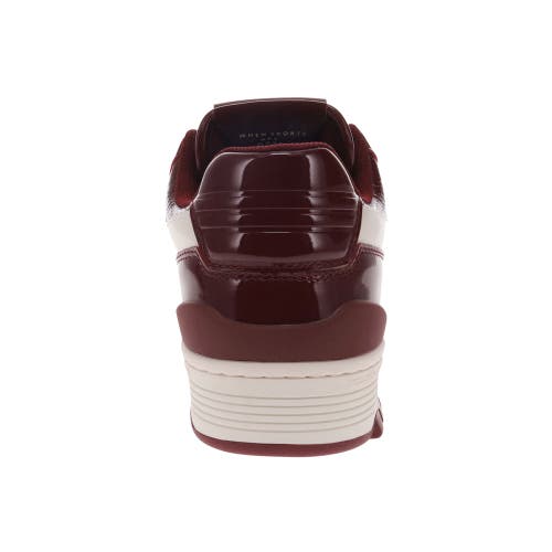 Pony Mens M100 Low Patent Genuine Leather Premium Lace Up Athletic Sneaker Shoe In Burgundy/off White