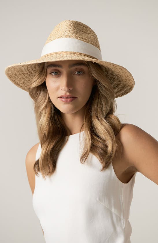 Shop Helen Kaminski Leoni Raffia Straw Sun Hat In Natural/ Creme