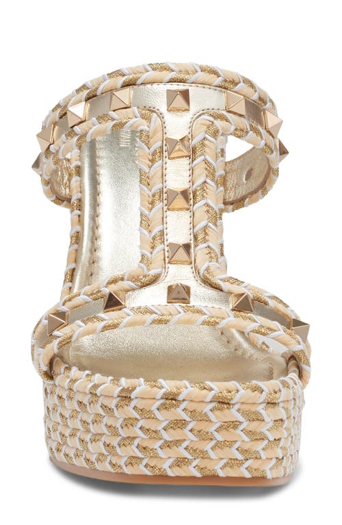 Valentino Garavani Rockstud Torchon Wedge Slide Sandal In Platinum/multicolor