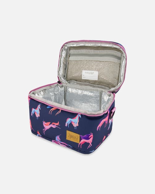 Shop Deux Par Deux Girl's Lunch Box Navy Printed Unicorn In Printed Unicorns