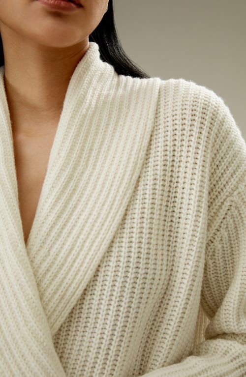 Lilysilk Shawl Collar Drop Shoulder Knit Cardigan In White
