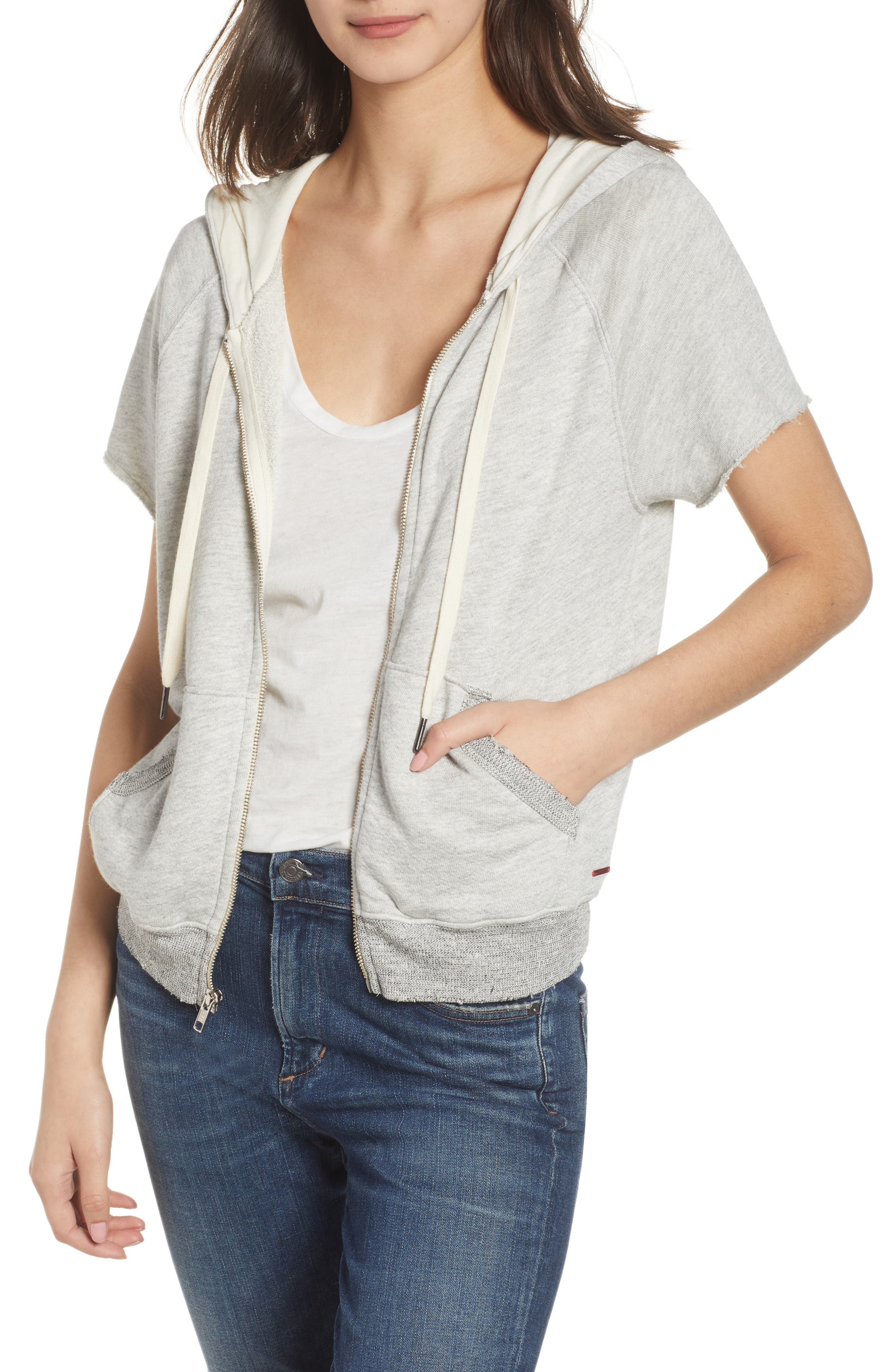 short sleeve zip up hoodie womens