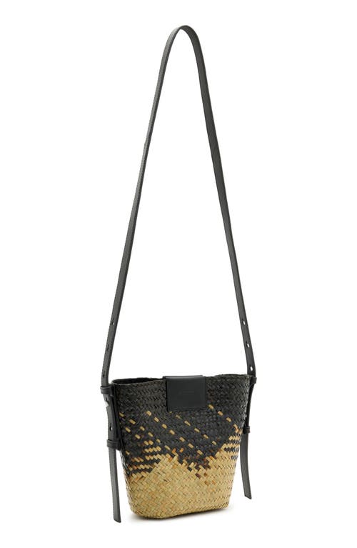 Shop Allsaints Ebro Straw Crossbody Bag In Black/brown