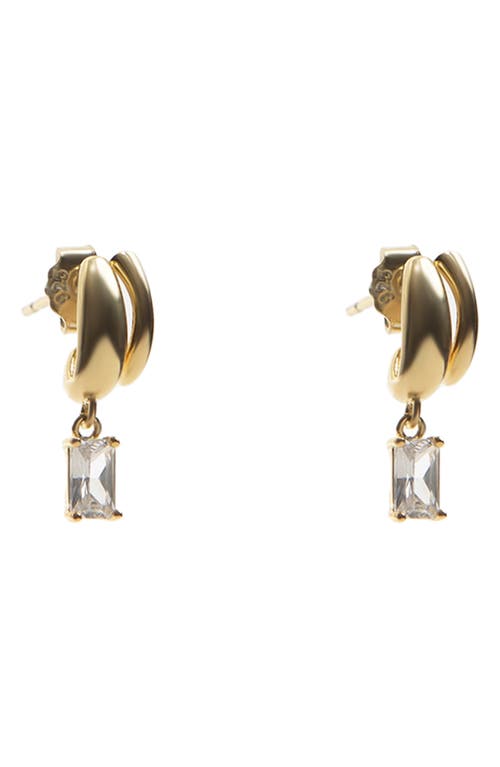 ARGENTO VIVO ARGENTO VIVO STERLING SILVER CUBIC ZIRCONIA DROP HUGGIE HOOP EARRINGS