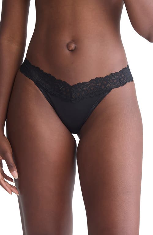 Shop Calvin Klein Lace Trim Thong In Black