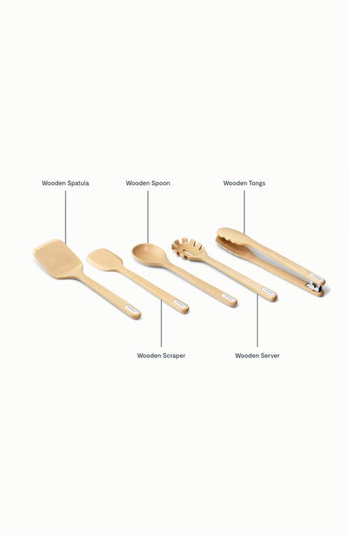 Caraway 5-piece Birch Kitchen Utensil Set In Brown