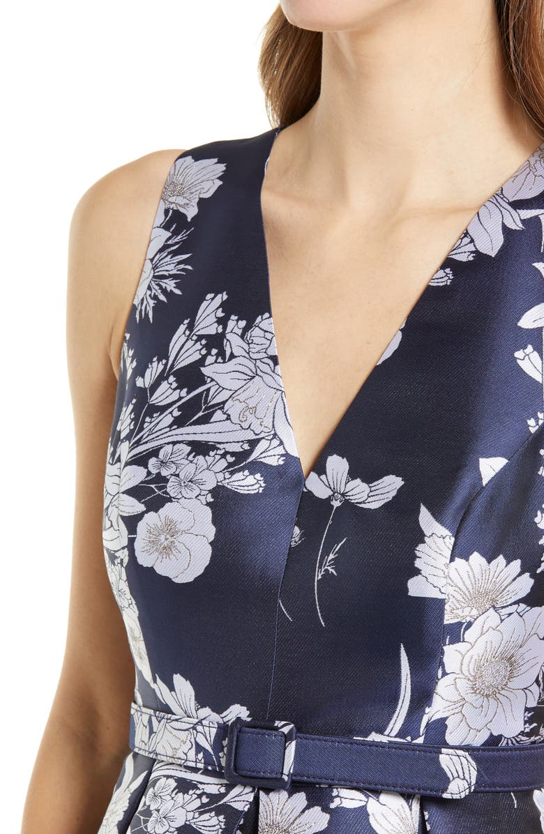 Eliza J Floral Satin Fit & Flare Dress | Nordstrom