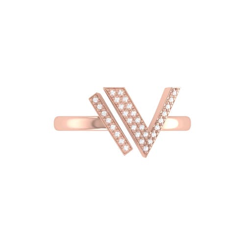 Luvmyjewelry Visionary Iv Open Sterling Silver Diamond Ring In 14kt Rose Gold Vermeil