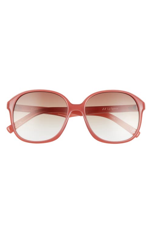 Le Specs Stupid Cupid 56mm Round Sunglasses in Rose Rouge/Tan Grad