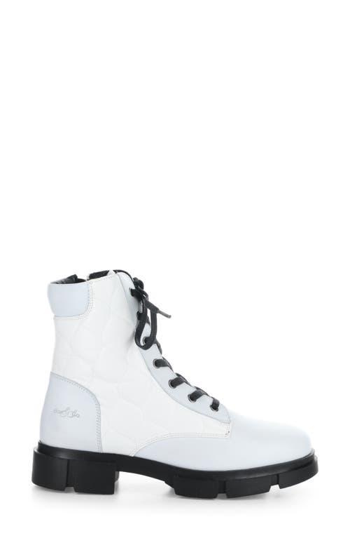 Bos. & Co. Libel Quilted Waterproof Combat Boot In White Feel/acolchoado