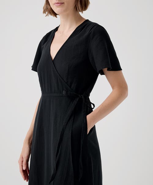 Shop Pact Organic Cafe Crepe Wrap Dress In Black