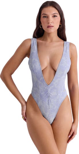 HOUSE OF CB Martinique Plunge One-Piece Swimsuit | Nordstrom