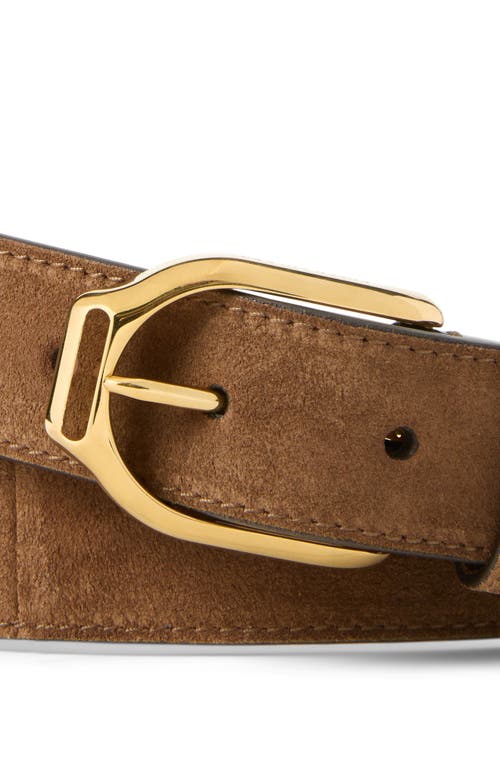 Shop Ralph Lauren Purple Label Wellington Suede Belt In Chestnut Brown