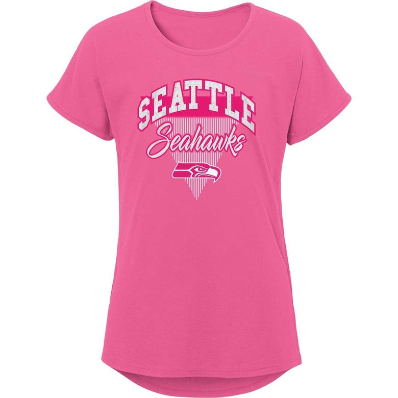 Shop Outerstuff Girls Youth Pink Seattle Seahawks Playtime Dolman T-shirt