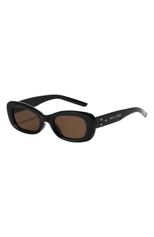 Fifth & Ninth Anya 51mm Rectangle Polarized Sunglasses In Black/brown