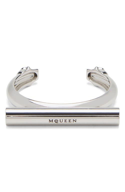 Shop Alexander Mcqueen Crossbar Cuff Bracelet In Palladium