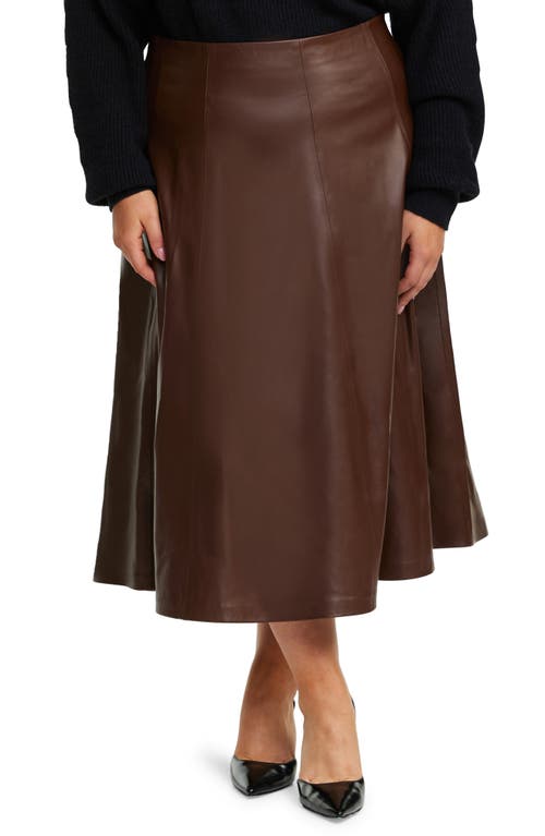 Ashdown Faux Leather A-Line Skirt in Chocolate