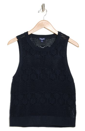 Splendid Honore Cotton Crochet Tank In Navy