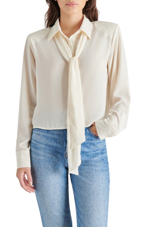 Shop Steve Madden Noelle Tie Neck Shirt In Cream