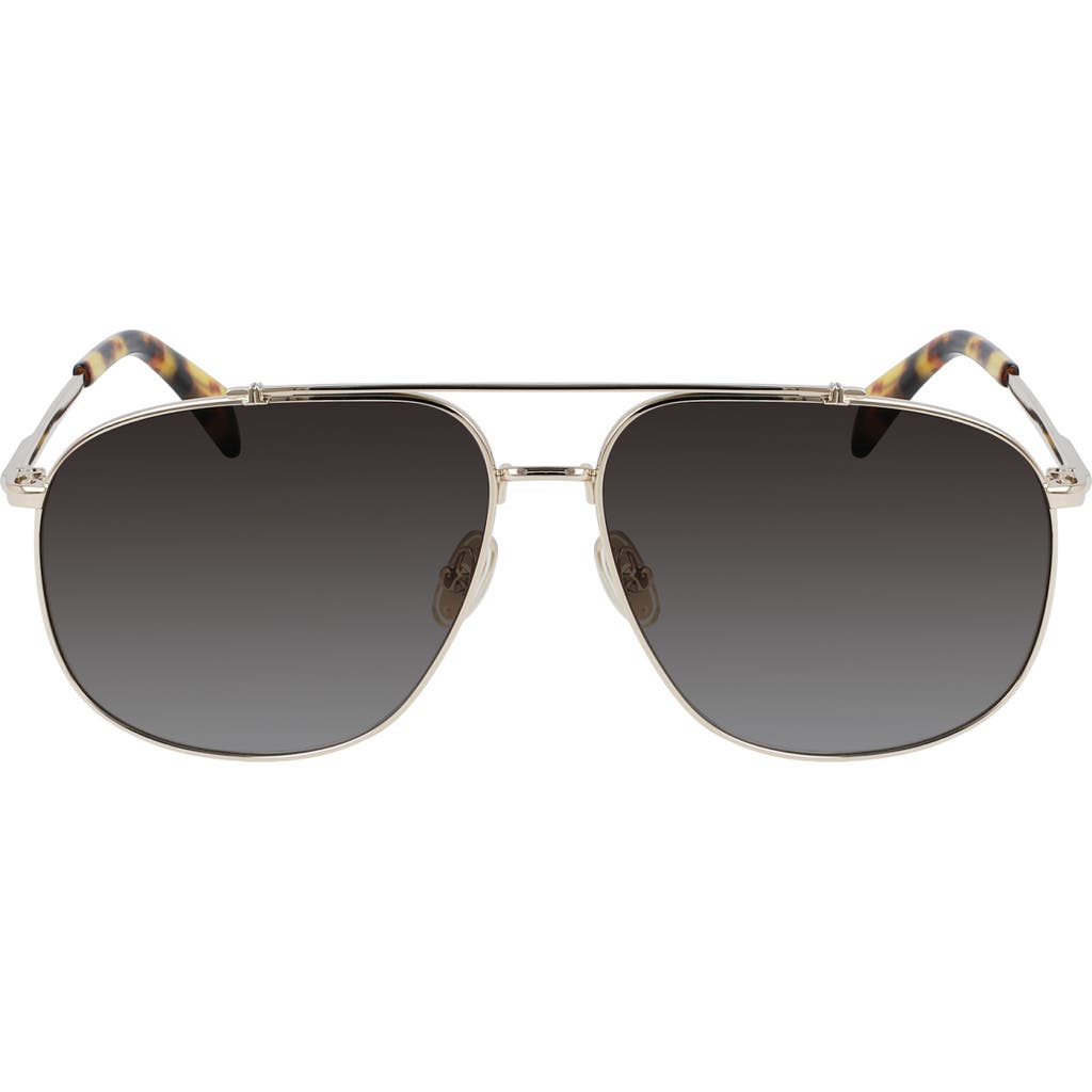 Shop Lanvin 60mm Aviator Sunglasses In Gold/gradient Grey