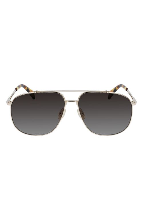 Shop Lanvin 60mm Aviator Sunglasses In Gold/gradient Grey