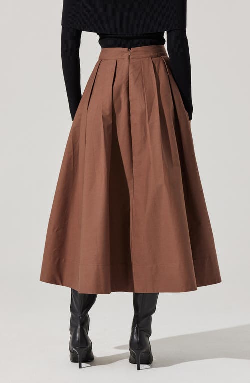 Shop Astr The Label Cotton Midi Skirt In Brown