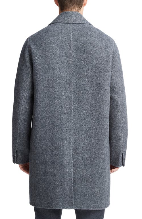 Shop Vince Herringbone Classic Wool Blend Coat In Coastal/medium Heather Grey