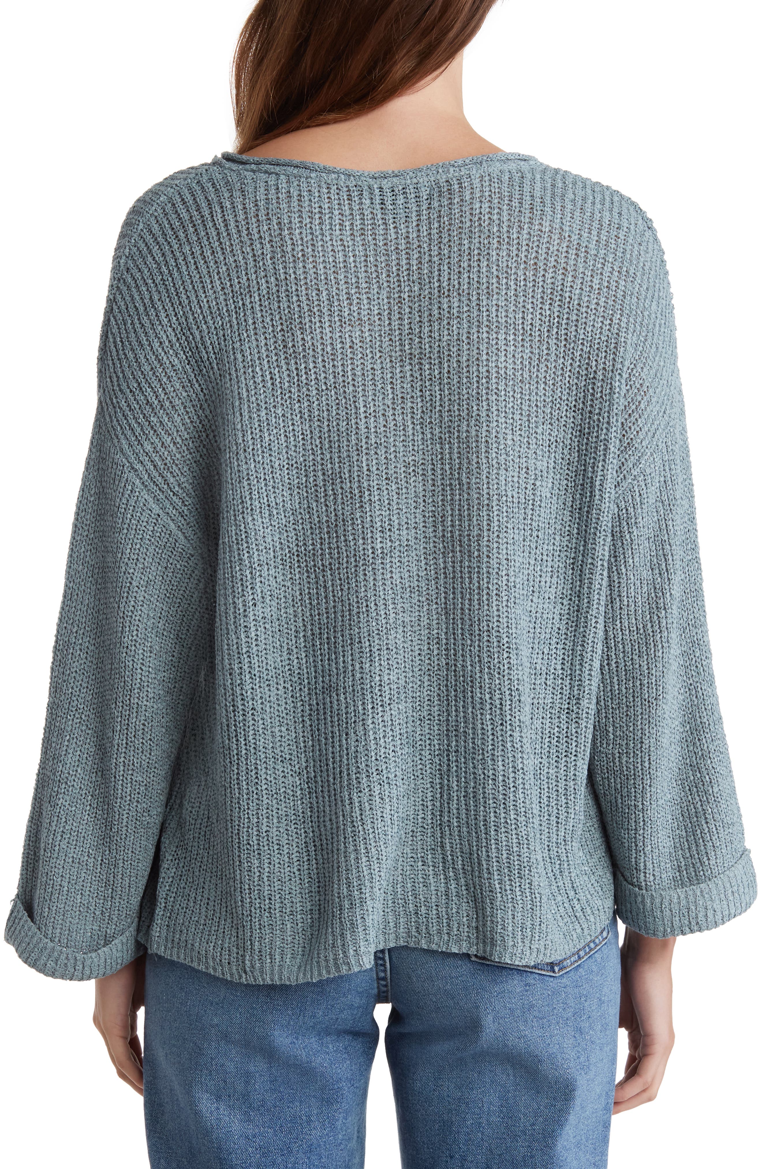 Blu Pepper Split Neck Pullover Sweater 