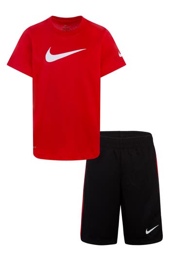 Nike Kids' Swoosh T-shirt & Shorts Set In Red