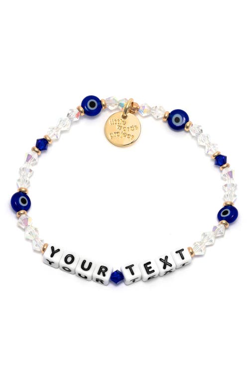 Evil Eye Custom Beaded Stretch Bracelet in Crystal Blue